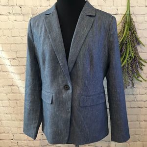 LOFT Women's Blue Linen Blend Modern Blazer Size 8